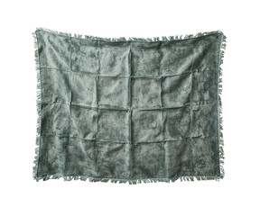 Detailed view of a textured thermal blanket with frayed edges and a geometric panel design offers a comforting and aesthetic appeal