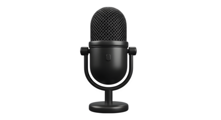 Black studio microphone 3d rendered isolated on transparent background