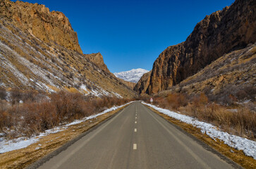 Gnishik river canyon and Karkatar mountains scenic view from Noravank road (Vayots Dzor, Armenia)