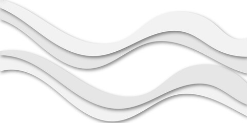 White abstract wave background with layered paper cut effect. Smooth curved design ideal for web headers, presentations, banners, and modern minimalist projects. Clean and elegant composition.