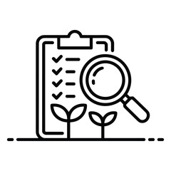 Checklist with Magnifying Glass Inspecting Growing Plants