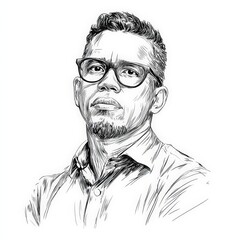 Stylish monochrome portrait illustration. Perfect for branding, websites, and social media. Ideal for sophisticated projects.