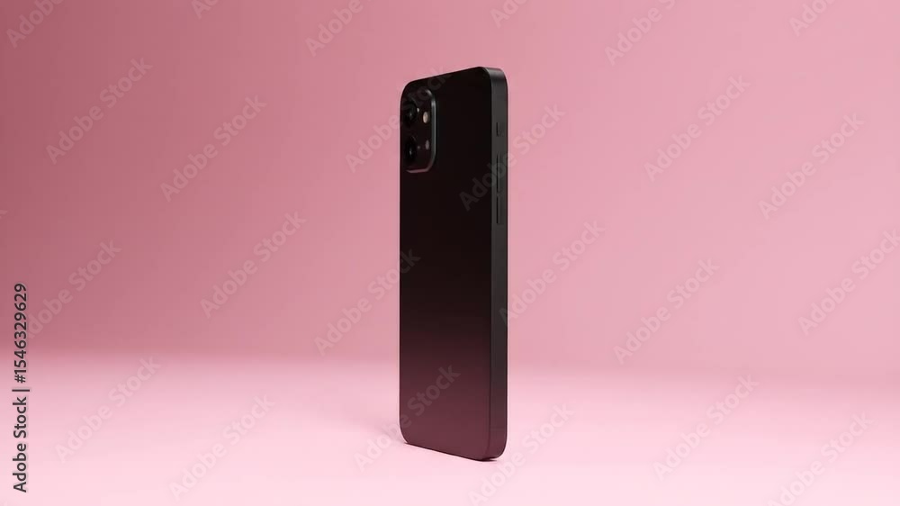 Poster sleek smartphone mockup displaying different angles on a minimal pink background studio setting