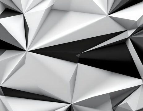 abstract black and white negative triangular fractal effect background with puter generated render, subject positioned on the right side