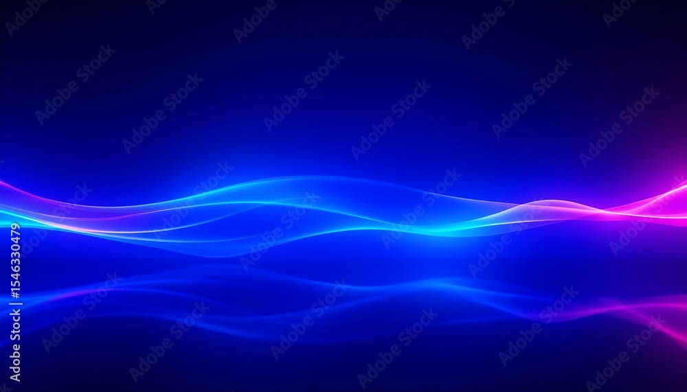 Poster d render abstract background with blue and pink neon lines, subject positioned at the bottom, with a
