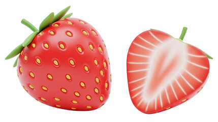 Whimsical 3D clay strawberry with a soft, sculpted texture and glossy red tone, perfect for cute kids’ graphics and food-themed designs.