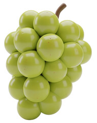 Minimalist 3D Green Shine Muscat Grapes on Transparent Background for Food Design