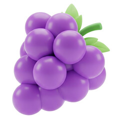 Fototapeta premium Cute and Minimal 3D Render of Grapes, Perfect for Menu Illustration.