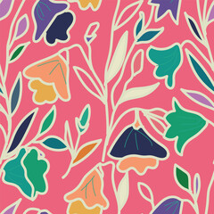 Floral brush strokes seamless pattern design for fashion textiles, graphics, backgrounds and crafts