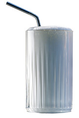 White Milky shake in a tall glass with a straw