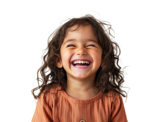 Portrait of happy little kid laughing,PNG,clipart,transparent background,copy space,web banner.