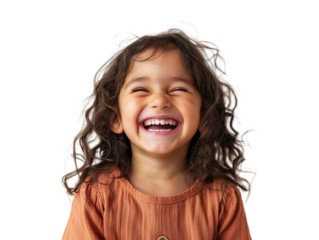 Portrait of happy little kid laughing,PNG,clipart,transparent background,copy space,web banner.