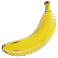 3D Shiny Cartoon Banana Render Isolated
