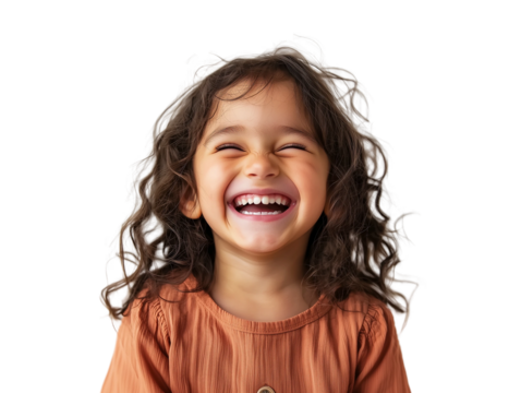 Portrait of happy little kid laughing,PNG,clipart,transparent background,copy space,web banner.