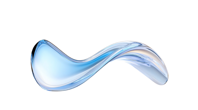 Abstract blue wave shape on a white background, perfect for design projects and backgrounds.