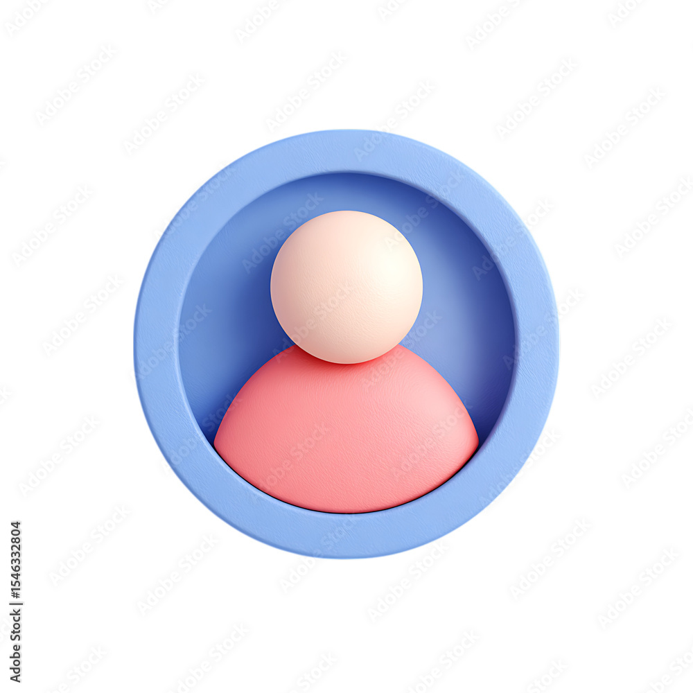 Poster abstract 3d pastel user icon profile avatar isolated on transparent background