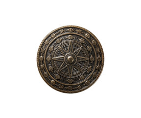 Fototapeta premium Intricate Golden Sigil Wheel with Ancient Symbolism, A Detailed Circular Design with Symbolic Engravings and a Central Emblem
