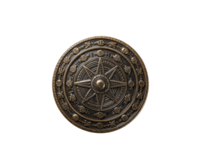 Intricate Golden Sigil Wheel with Ancient Symbolism, A Detailed Circular Design with Symbolic Engravings and a Central Emblem