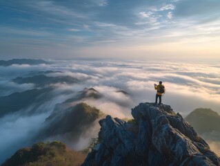 man on the top of mountain