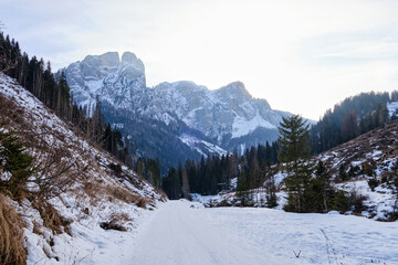 February, 2025, Fassa Valley: view of scenery mountain of Val s. Nicolo'