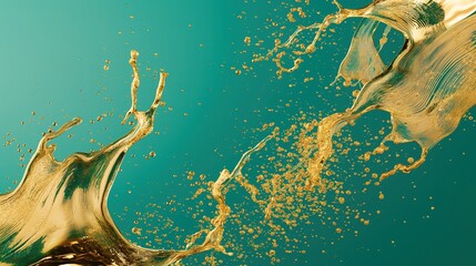 Visually Appealing Teal & Gold Abstract Liquid Promo