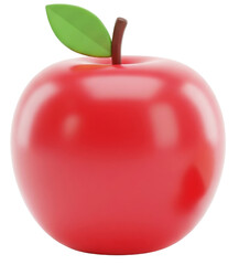 Juicy Red Apple Render in 3D Style – Transparent PNG for Clip Art Use