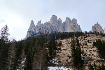 March 2025: View of the Rosegarden from the Vajolet valley, Catinaccio and Gardeccia, Trentino,...