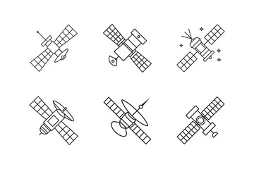 space satellite icon line art vector illustration design