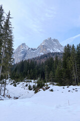 February, 2025, Fassa Valley: view of scenery mountain of Val s. Nicolo'