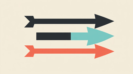 Minimalist Vector of Arrows Pointing in the Same Direction, Symbolizing Alignment, Shared Goals, and Unified Focus