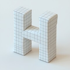 Isometric Letter H Rendered with Rounded Tiles and a Grid Pattern