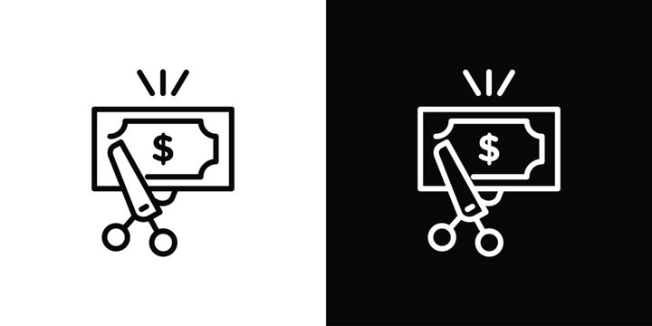 Cost cutting icon in black. flat graphic vector icon