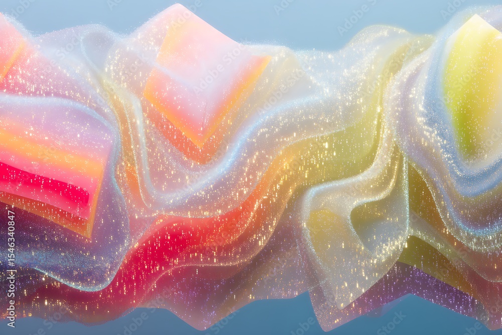 Poster abstract colorful composition of soft flowing shapes with shimmering textures and vibrant gradient l