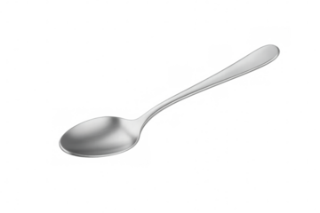 Classic silver spoon isolated on transparent background, perfect for food, kitchen, or dining related designs