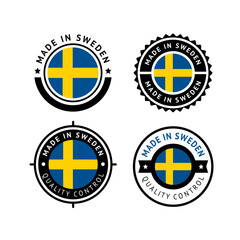 National flag of the Sweden, set flat vector icons
