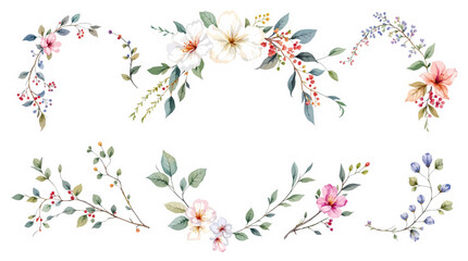 Watercolor summer wreath of wildflowers Botanical colorful illustration