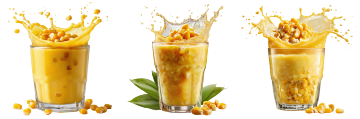 Refreshing mango smoothie splash bright kitchen drink photography on transparent background