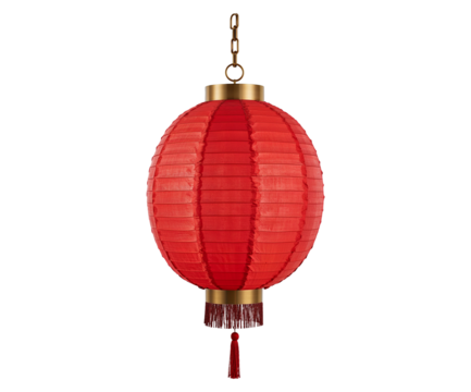 Striking red lantern resembling a temple gate, elegantly isolated, showcasing fine craftsmanship and cultural ambiance
