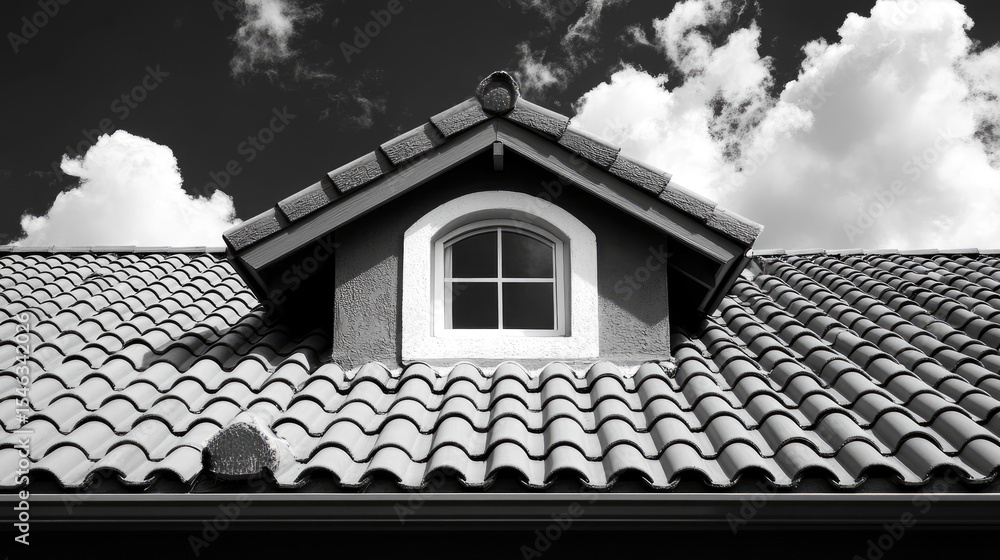 Poster monochrome rooftop environment with grid layout tiles and open sky emphasizing negative space1