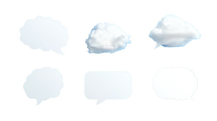 Fototapeta premium Various speech bubbles in different shapes on a white isolated background.