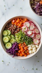 Vibrant Top View of a Fresh Vegan Buddha Bowl