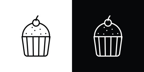 Cup Cake icon in black. flat graphic vector icon