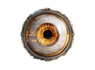 Futuristic cybernetic eye digital art abstract technology, Isolated On White, Png Transparent