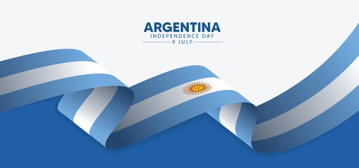 Argentina flag ribbon independence day July 9 vector poster