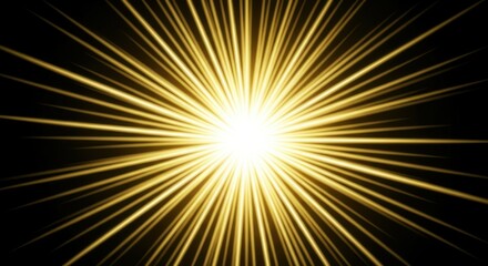 Fototapeta premium Radiating golden light effect on a black background.
