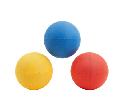 Vibrant Trio of Juggling Beanbags in Primary Colors levitating against a Plain field enhancing Visual Appeal