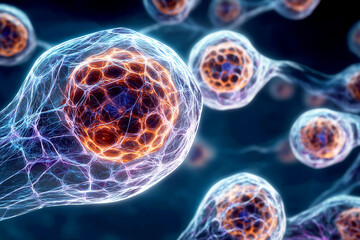 HBOT. Hyperbaric Oxygen Therapy. Oxygen. Skin cells regenerating with oxygen particles