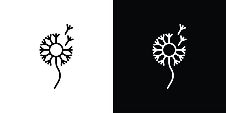 Dandelion icon in black. flat graphic vector icon