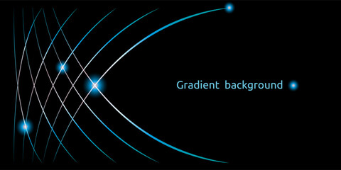 Abstract futuristic minimalistic background with lines,  lights and text space on a black background for web and print