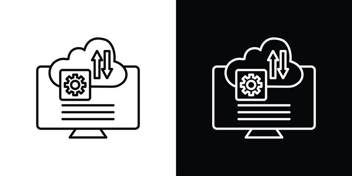 Data Migration icon in black. flat graphic vector icon